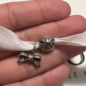 PANDORA Set of Bow Dangle and Clip Charms (2)